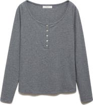 MANGO Rib Knit Pajama Henley