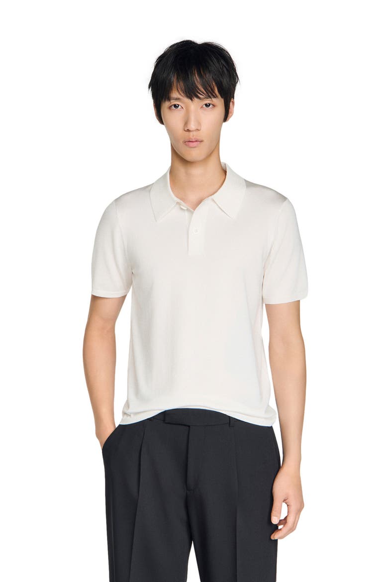 Short-sleeve knitted polo shirt, Alternate, color, White