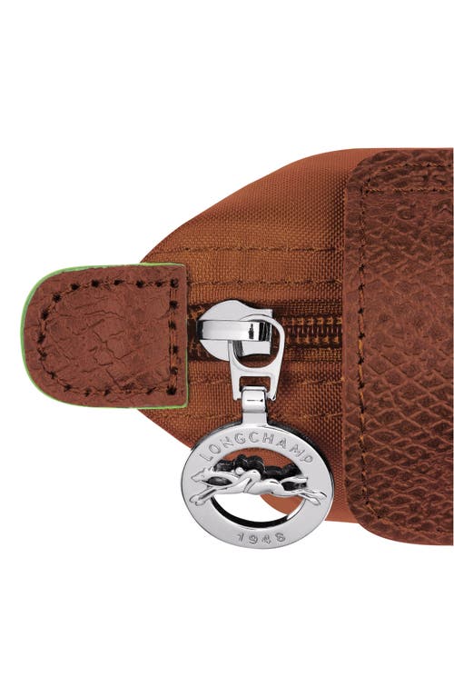 Longchamp Le Pliage Green Recycled Canvas Coin Purse In Brown