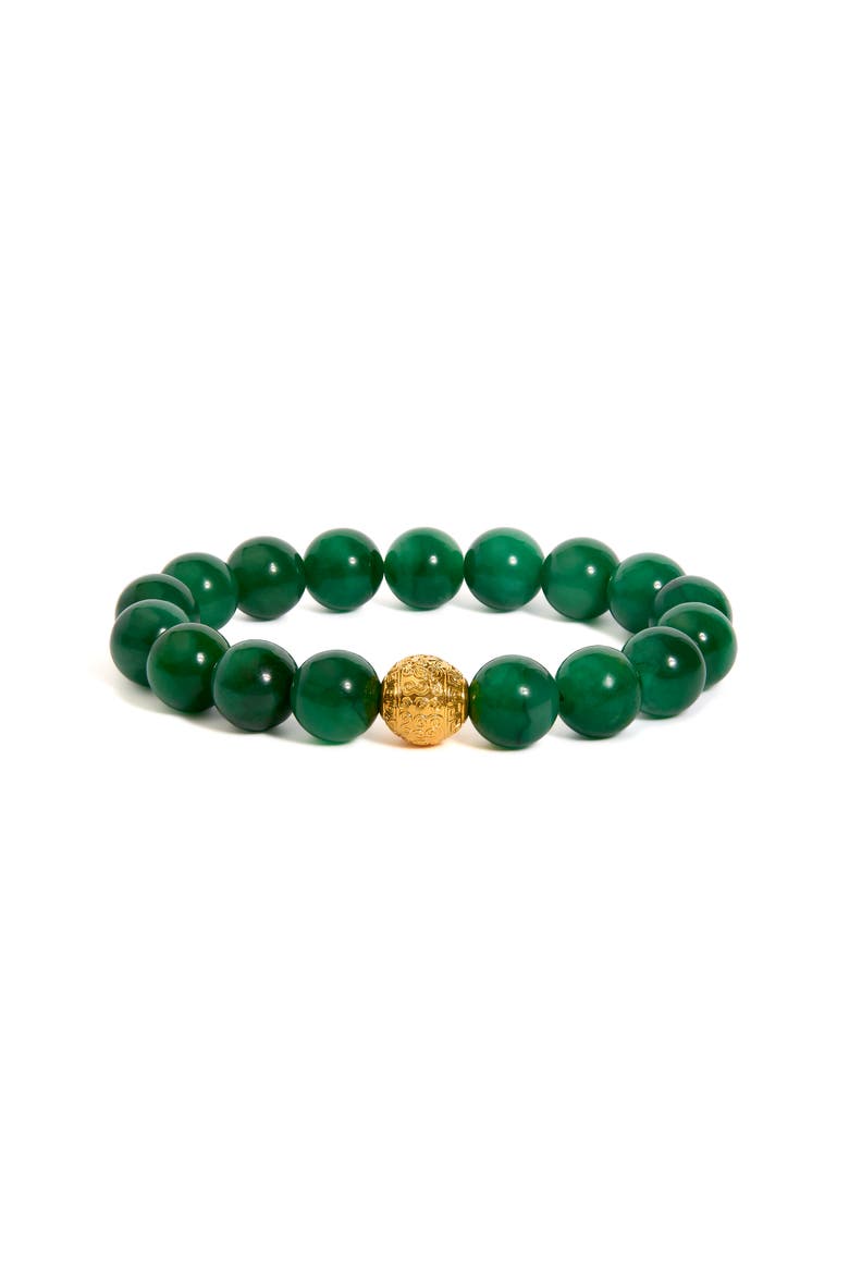 18K Yellow Gold Aventurine Beaded Charm Bracelet, Main, color, Yellow Gold