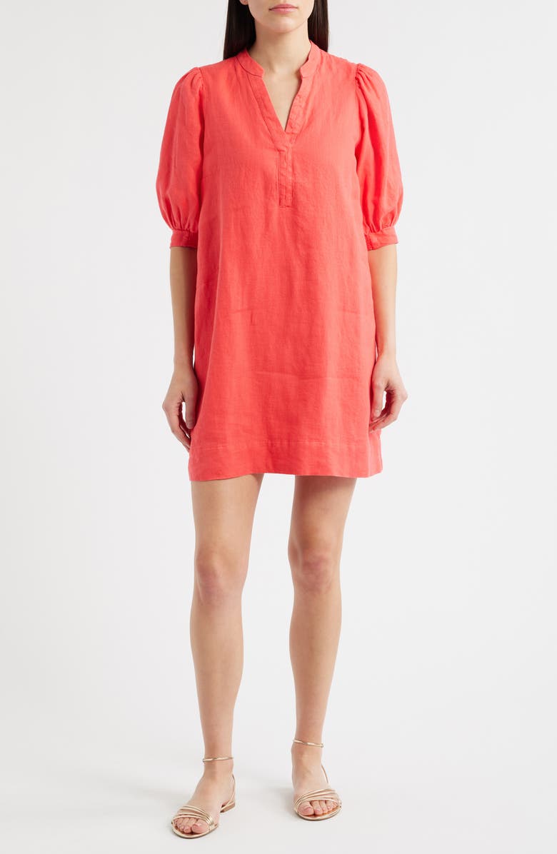 Lilly Pulitzer<sup>®</sup> Mialeigh Puff Sleeve Linen Dress, Main, color, Cane Coral