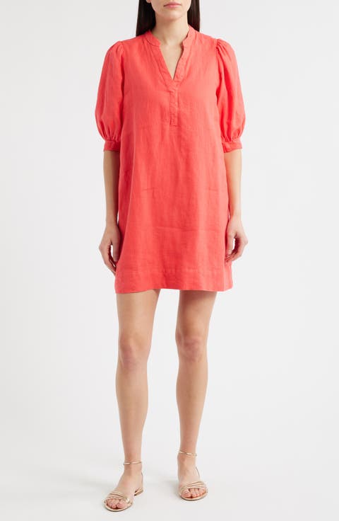 Mialeigh Puff Sleeve Linen Dress