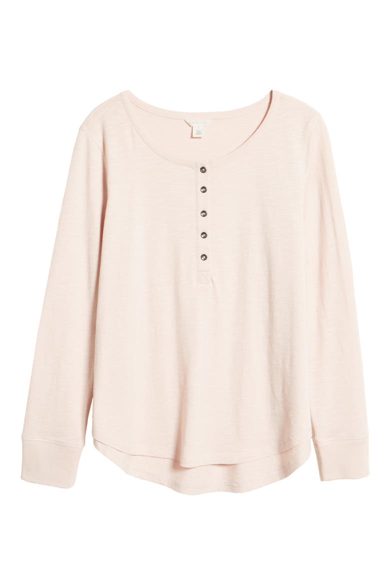 Ribbon Henley Shirt, Alternate, color, PINK SMOKE