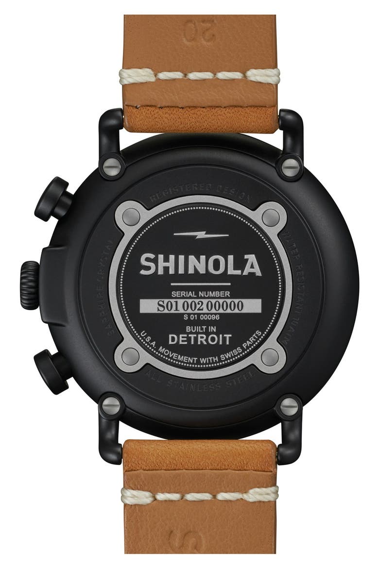 'The Runwell Chrono' Leather Strap Watch, 41mm, Alternate, color, NATURAL/ BLACK
