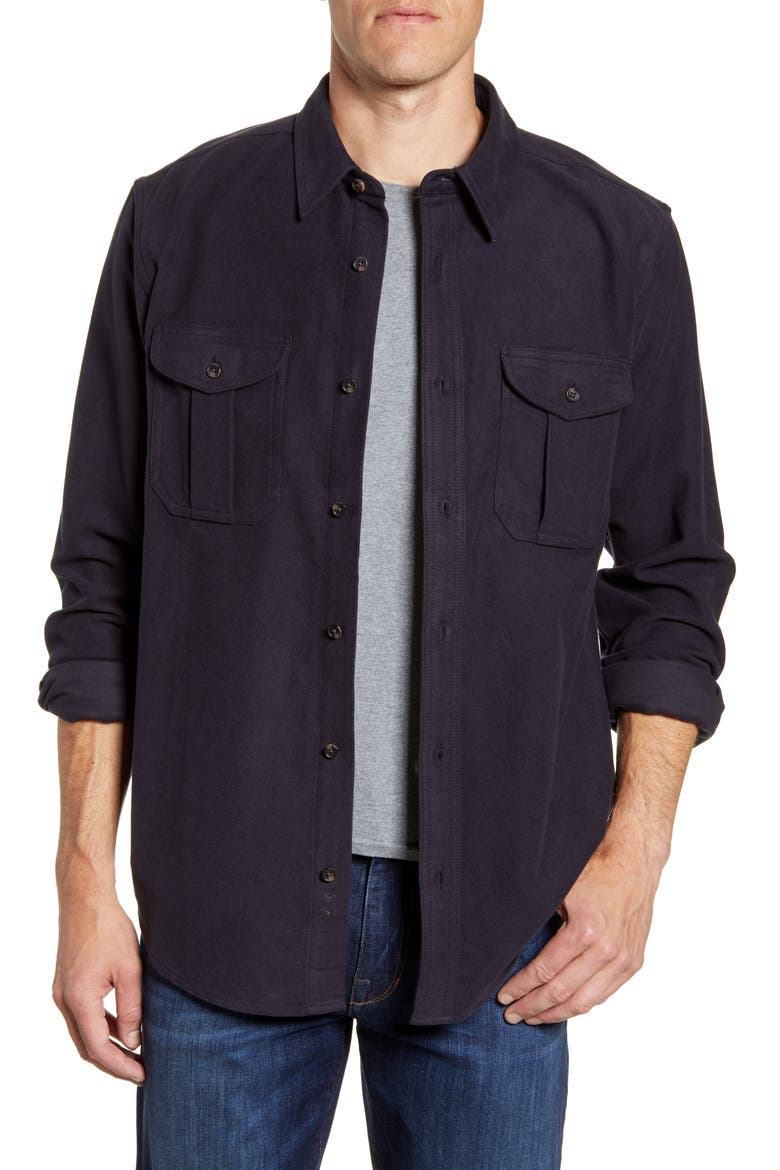 Seattle Regular Fit Button-Up Moleskin Shirt, Alternate, color, NAVY