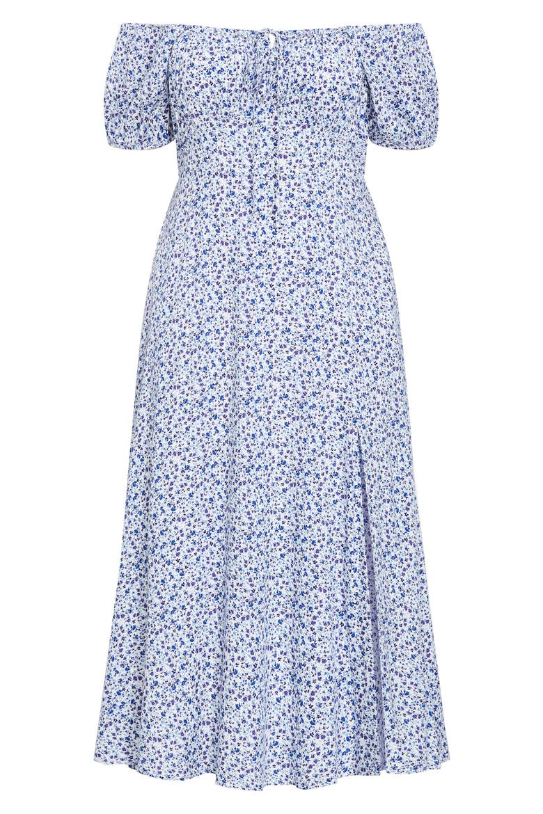 Abbie Floral Print Midi Dress, Alternate, color, AZURE FLORAL