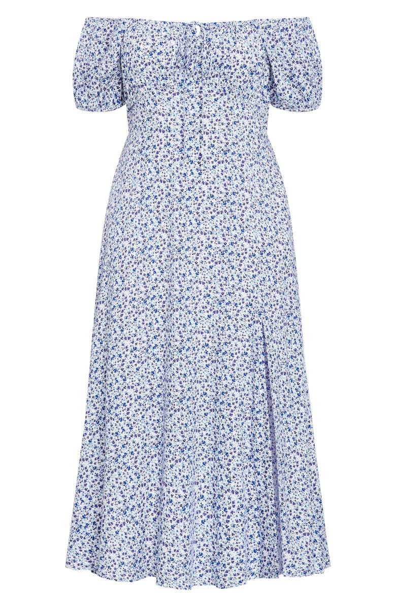 City Chic Abbie Floral Print Midi Dress, Alternate, color, Azure Floral