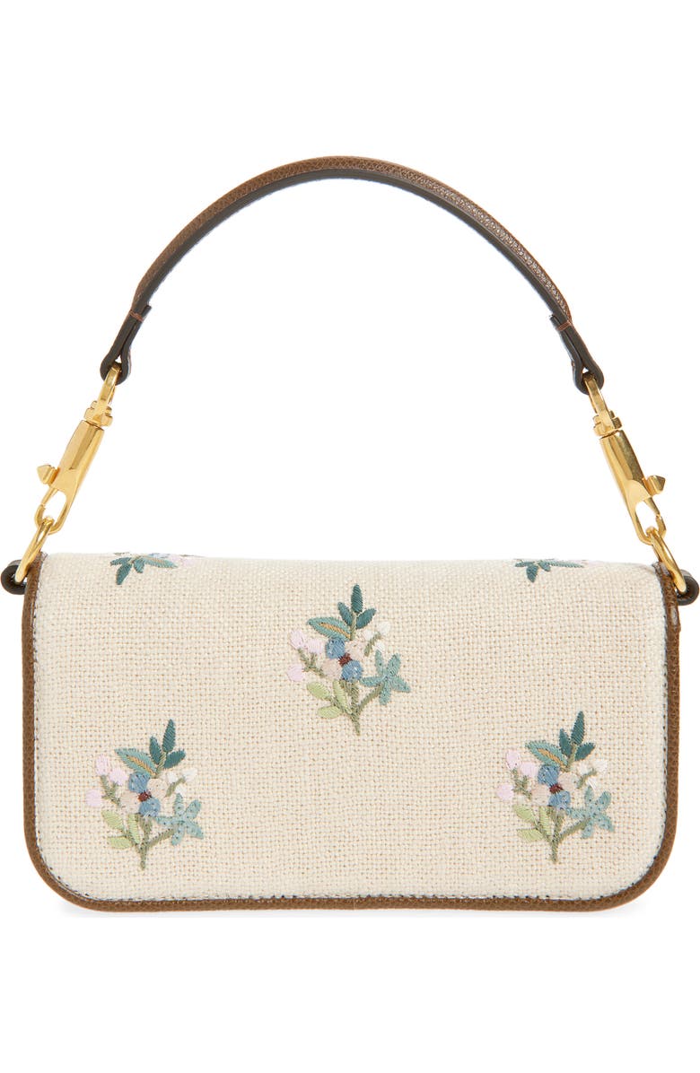 Valentino Garavani Small Locò Embroidered Linen Shoulder Bag, Alternate, color, Beige Multi