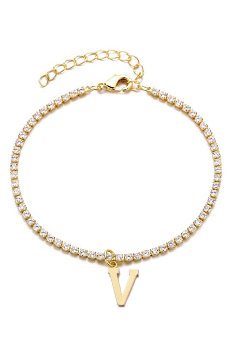 Initial Charm Tennis Bracelet
