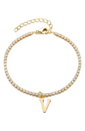 Adornia Initial Charm Tennis Bracelet In Gold