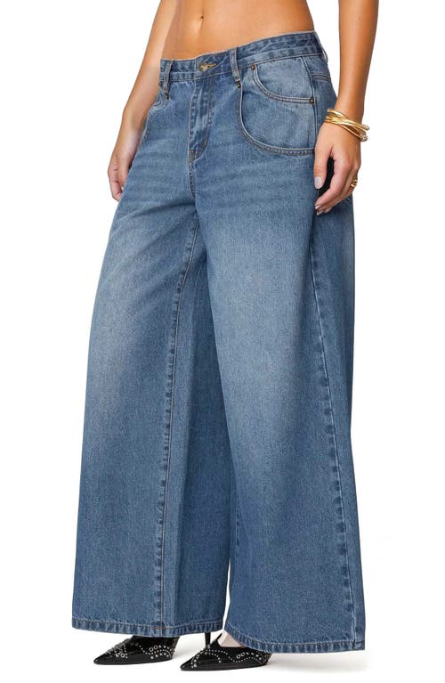 Shop Edikted Jayden Low Rise Wide Leg Jeans In Blue