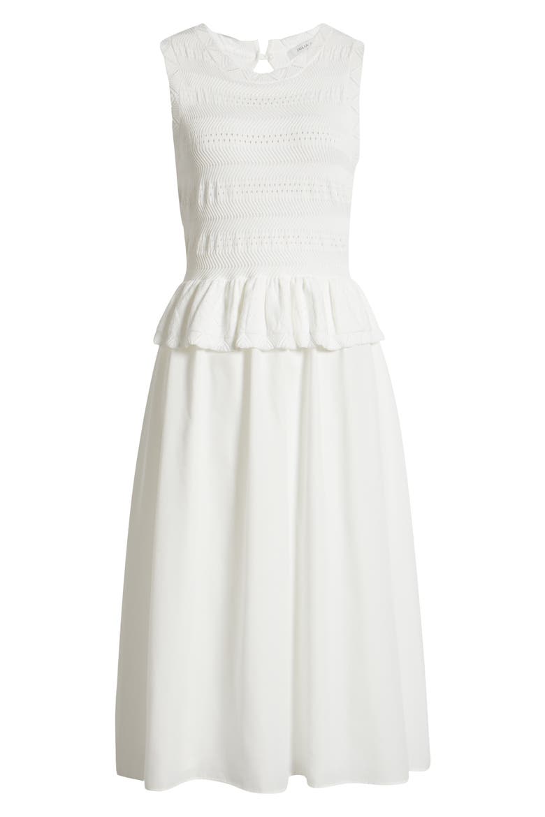 Mixed Media Stretch Cotton Midi Dress, Alternate, color, IVORY