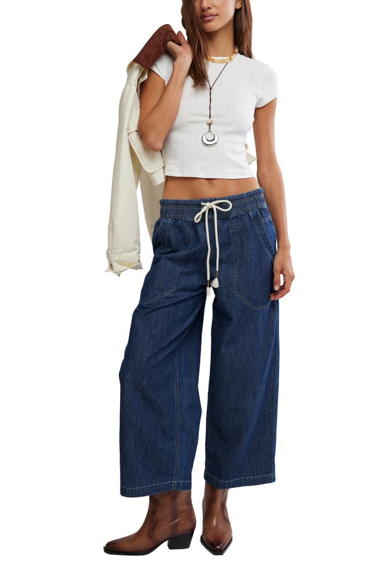 Easy Peasy Wide Leg Mid Rise Denim Drawstring Pants, Alternate, color, CRUISE CONTROL