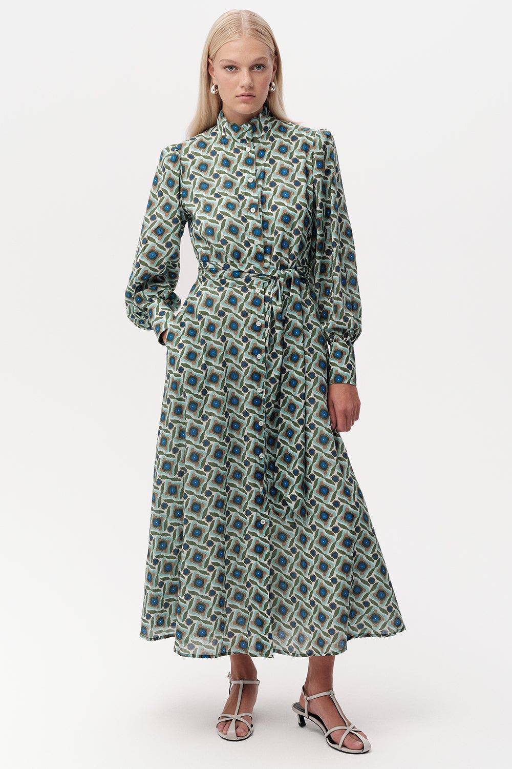 Exquise Chamonix Embroidered Collar Patterned Midi Dress (Women ...