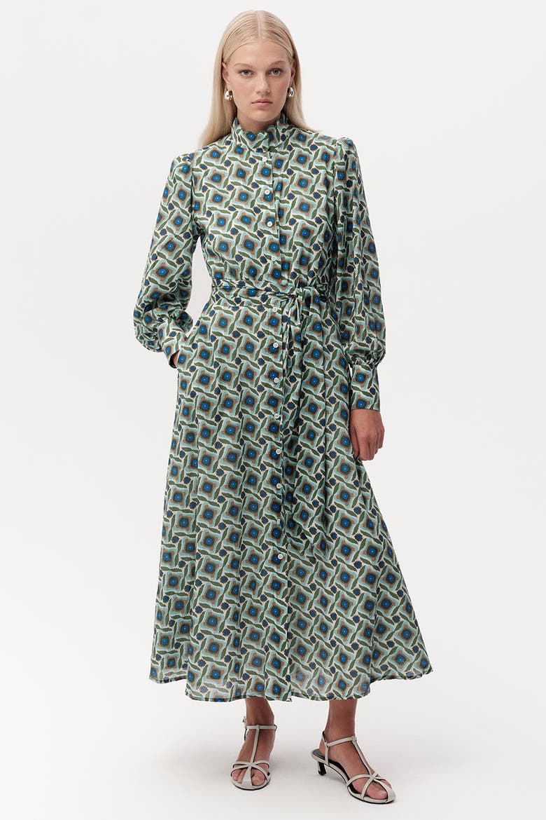 Chamonix Embroidered Collar Patterned Midi Dress, Alternate, color, Multi Color