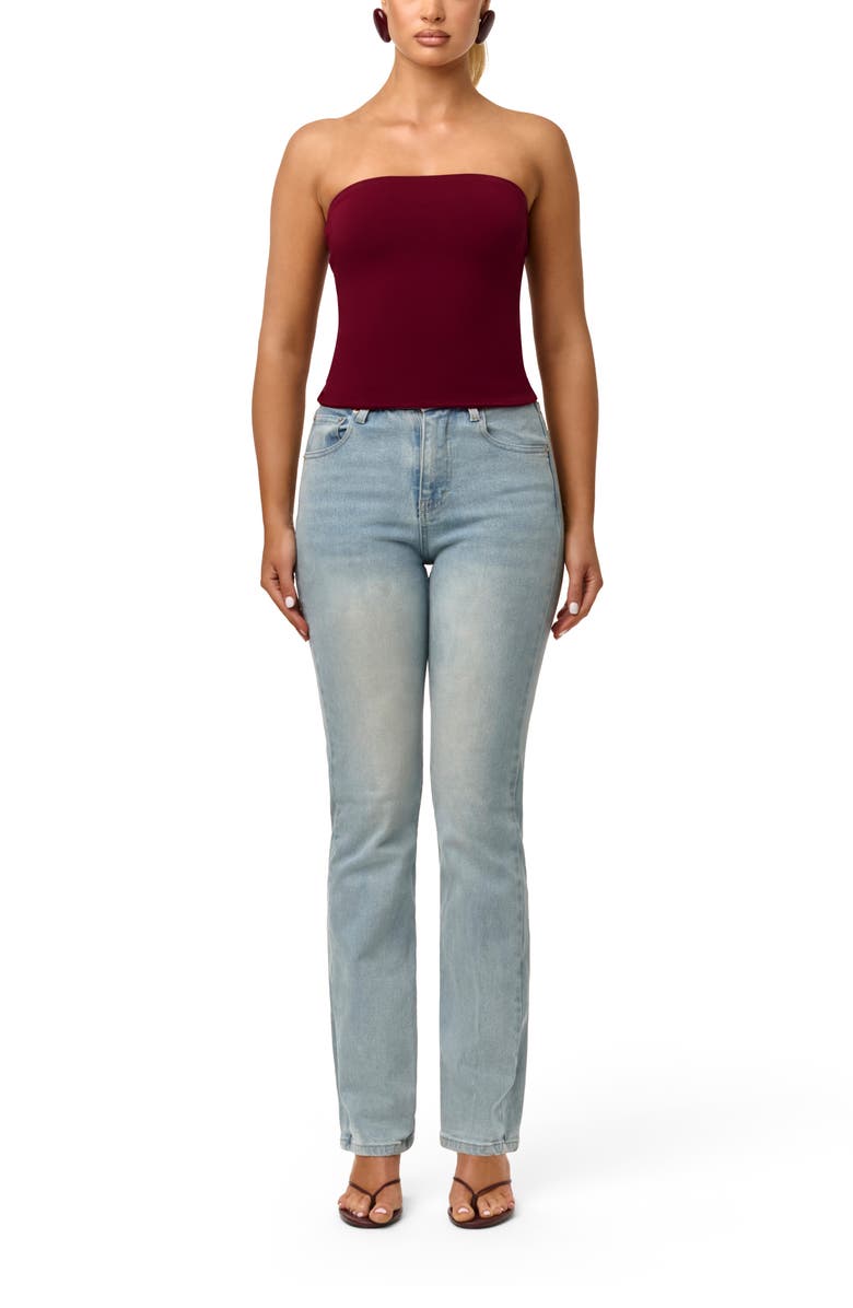 Naked Wardrobe Smooth Crop Tube Top, Alternate, color, Sangria