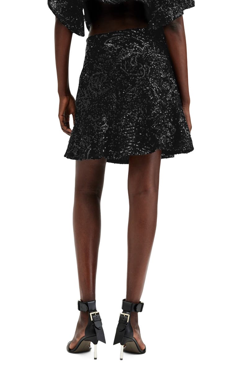 AllSaints Ivy Embellished Miniskirt, Alternate, color, Black