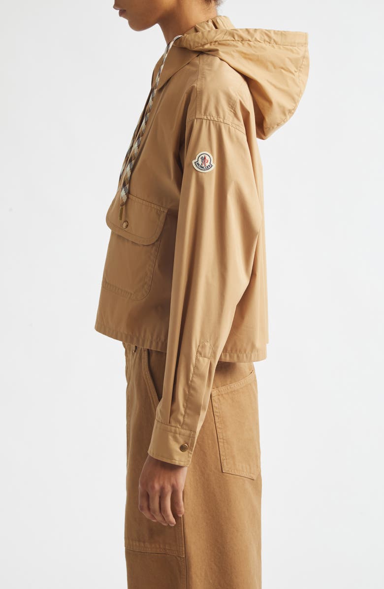 Moncler Hooded Cotton & Nylon Shirt Jacket, Alternate, color, Beige