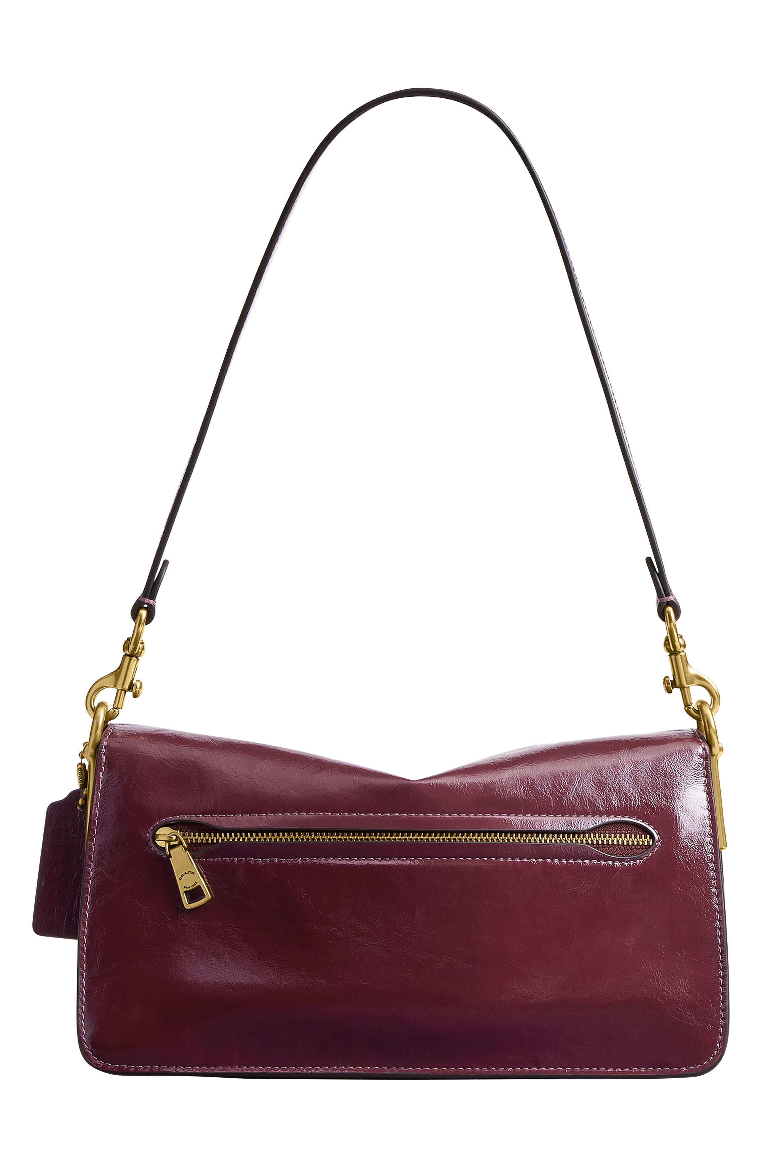Tabby 26 Glazed Leather Shoulder Bag, Alternate, color, B4/ DARK CHERRY