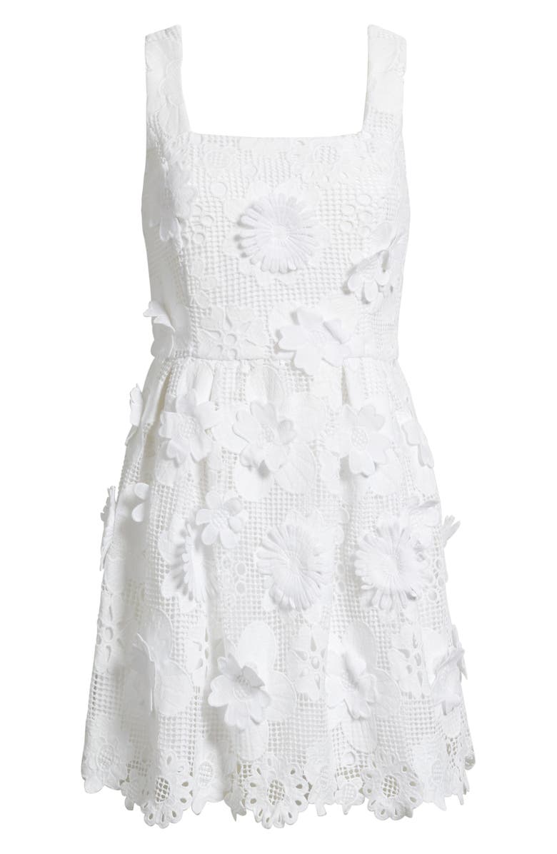 Lilly Pulitzer<sup>®</sup> Cindy Floral Appliqué Skirted Romper, Main, color, Resort White Passion Flower