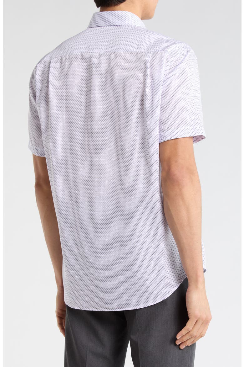 Neat Print Short Sleeve Shirt, Alternate, color, WHITE/ PURPLE