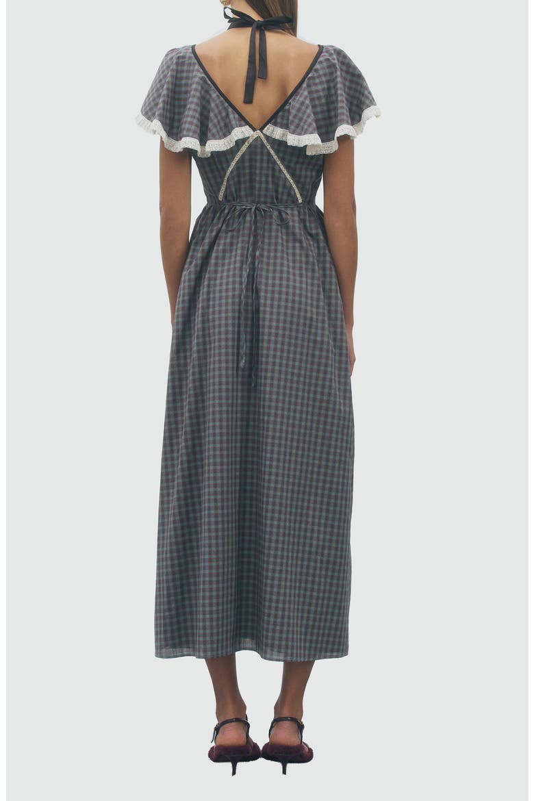 Valerie Cotton Plaid Midi Dress, Alternate, color, TEAL MULTI