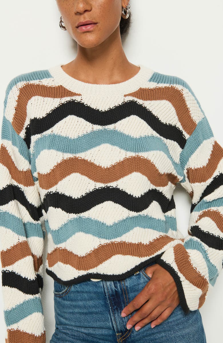 Nation LTD Poppy Wavy Stripe Pima Cotton Sweater, Alternate, color, Multi Waves
