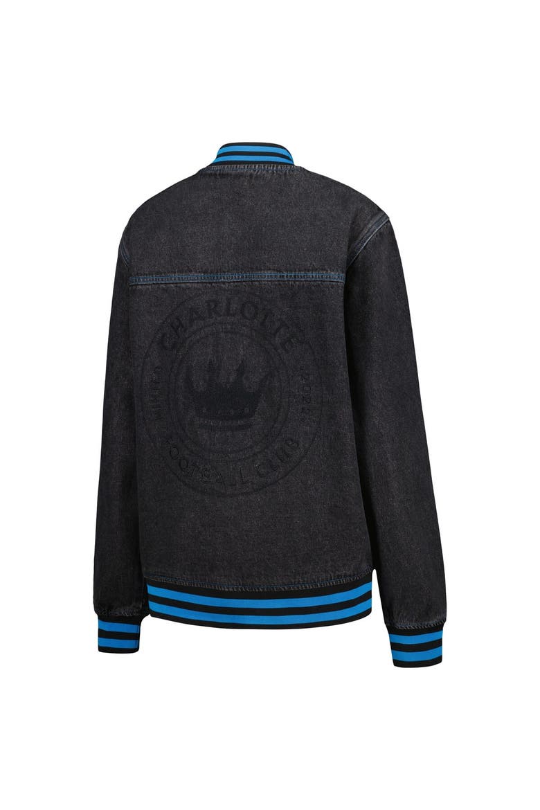 Men's The Wild Collective  Black Charlotte FC Denim Full-Button Bomber Jacket, Alternate, color, Black