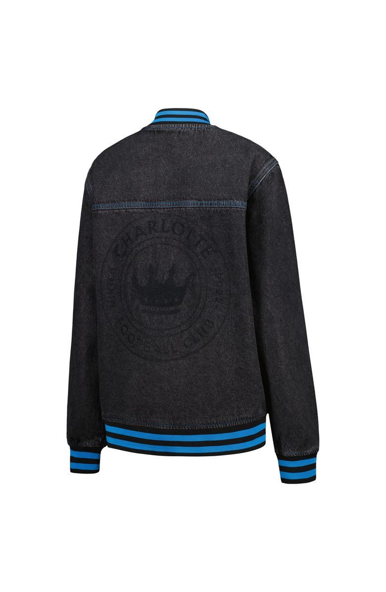 THE WILD COLLECTIVE Men's The Wild Collective  Black Charlotte FC Denim Full-Button Bomber Jacket, Alternate, color, Black