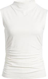 Open Edit Ruched Mock Neck Tank