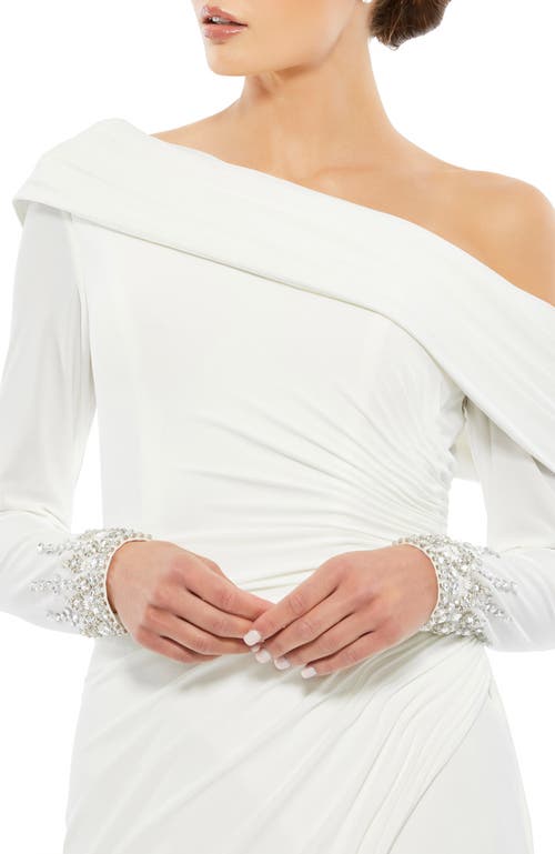 Mac Duggal Womens Embellished Polyester Evening Dress In White