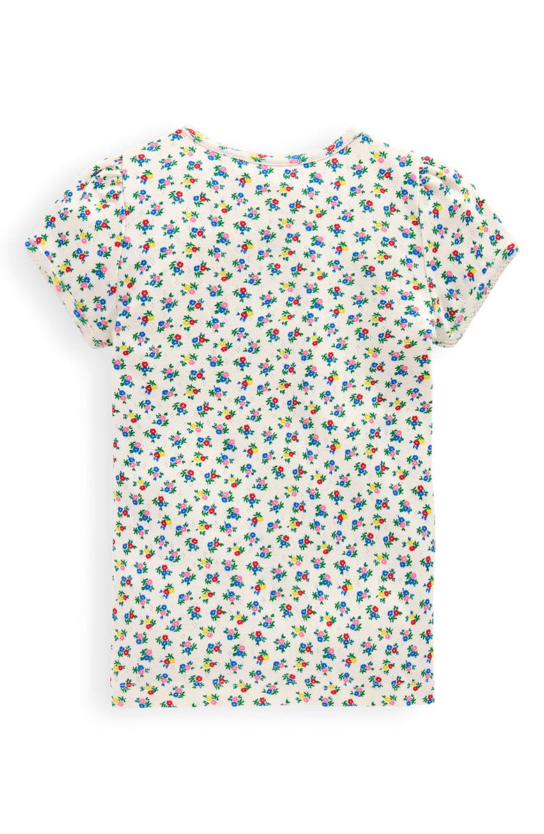 Mini Boden Kids' Short Sleeve Pointelle Top, Alternate, color, Soft Ivory Ditsy