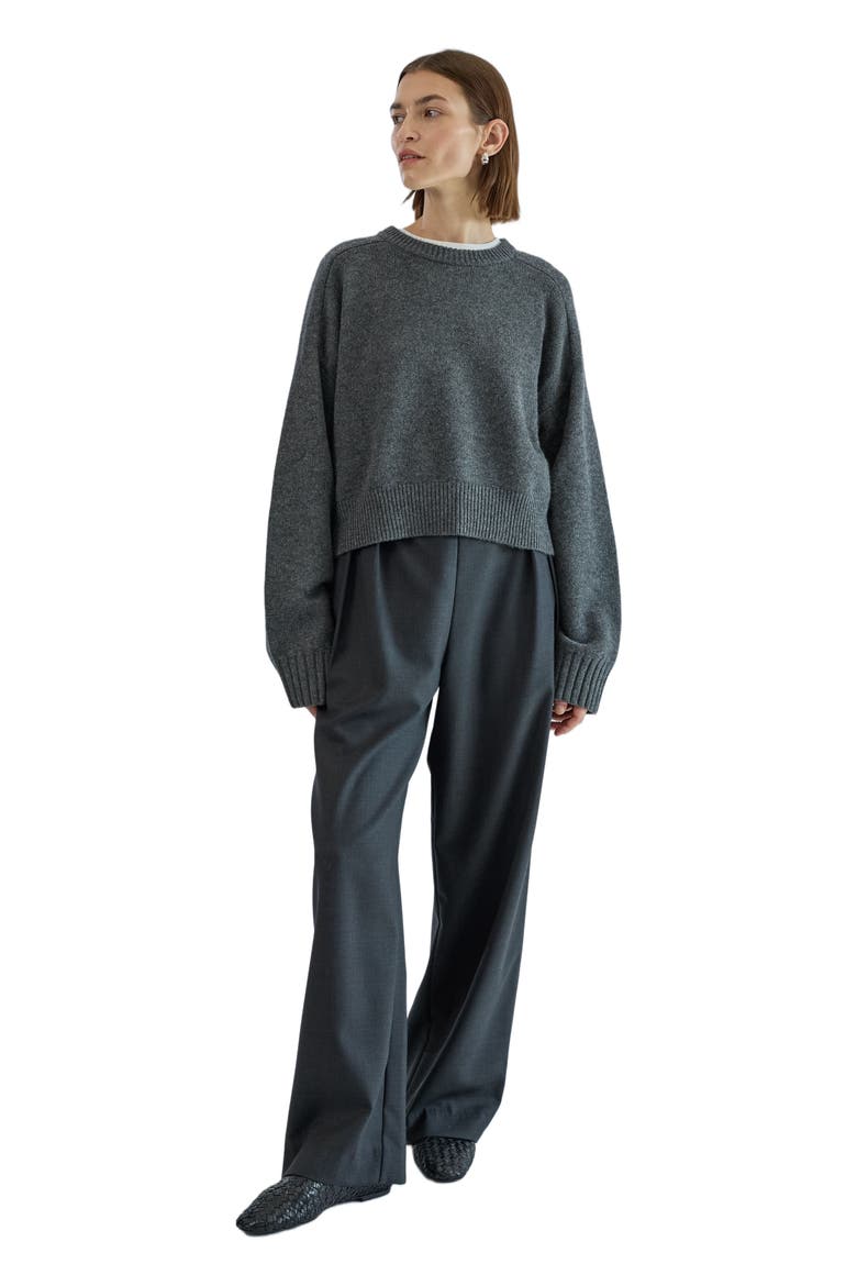 Waist Tie Wool Trousers, Alternate, color, Charcoal
