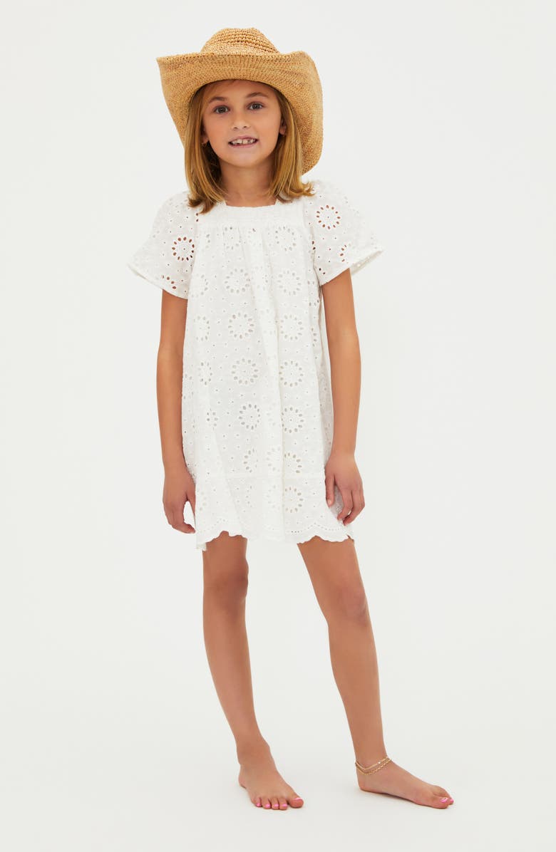 Beach Riot Kids' Little Ollie Eyelet Cotton Cover-Up Dress, Alternate, color, White