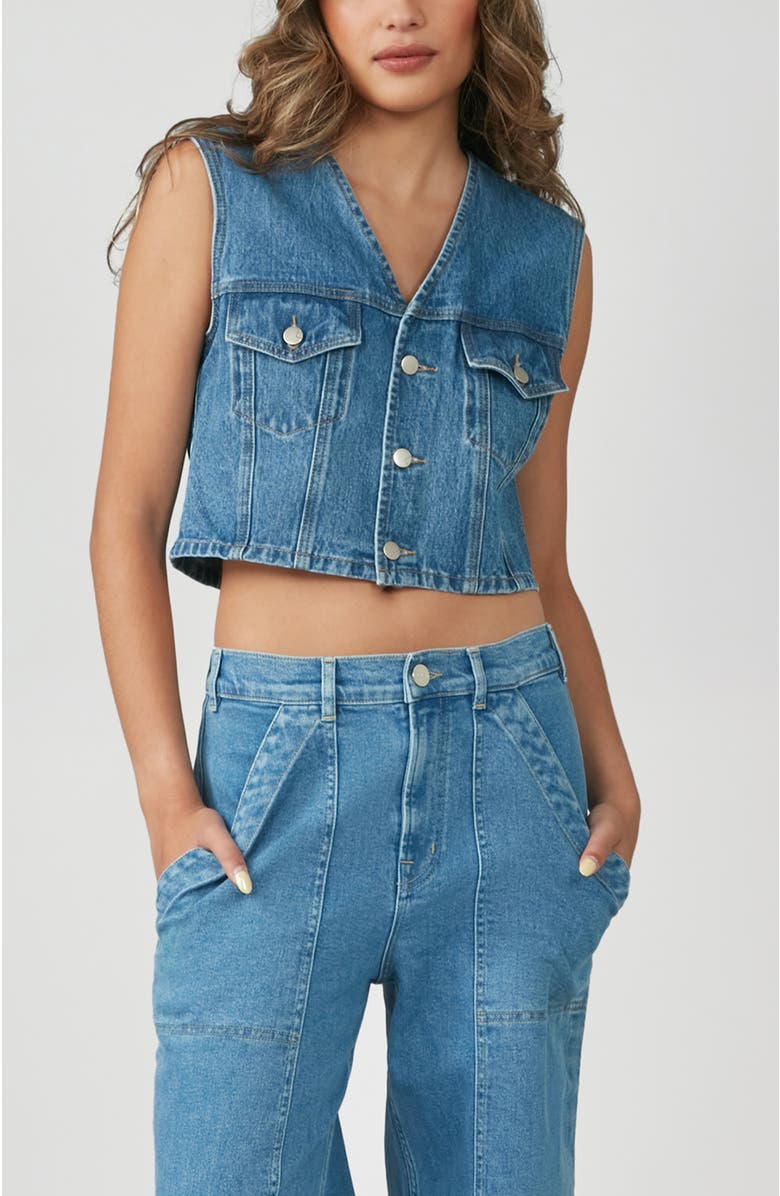 Lola Denim Carter Cropped Vest, Alternate, color, Vintage Nostalgia