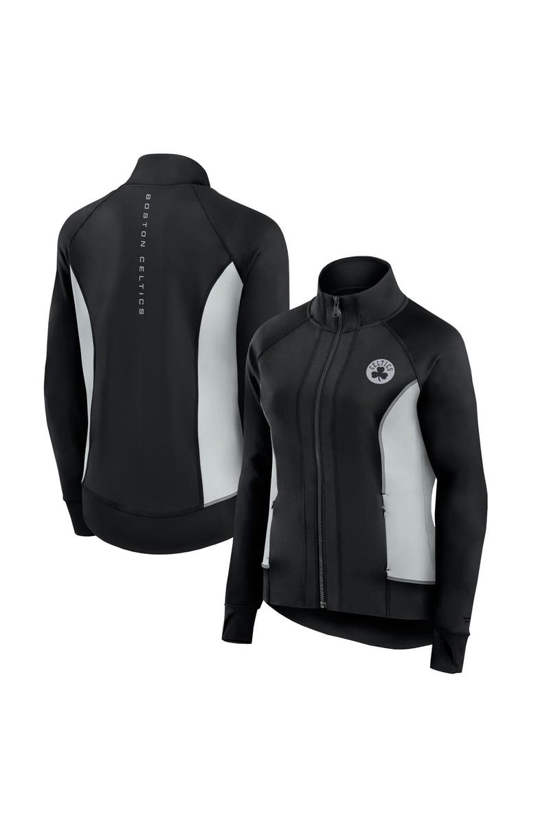 Fanatics Signature Women's Fanatics Signature Black Boston Celtics Studio Fitted Full-Zip Gym Track Jacket, Main, color, Black