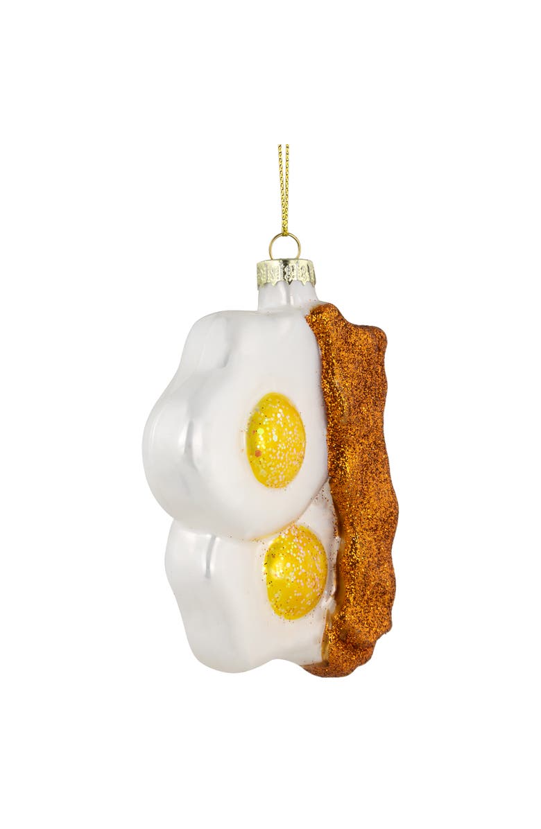 Northlight 3.75" Eggs and Bacon Glittered Glass Christmas Hanging Ornament, Alternate, color, 