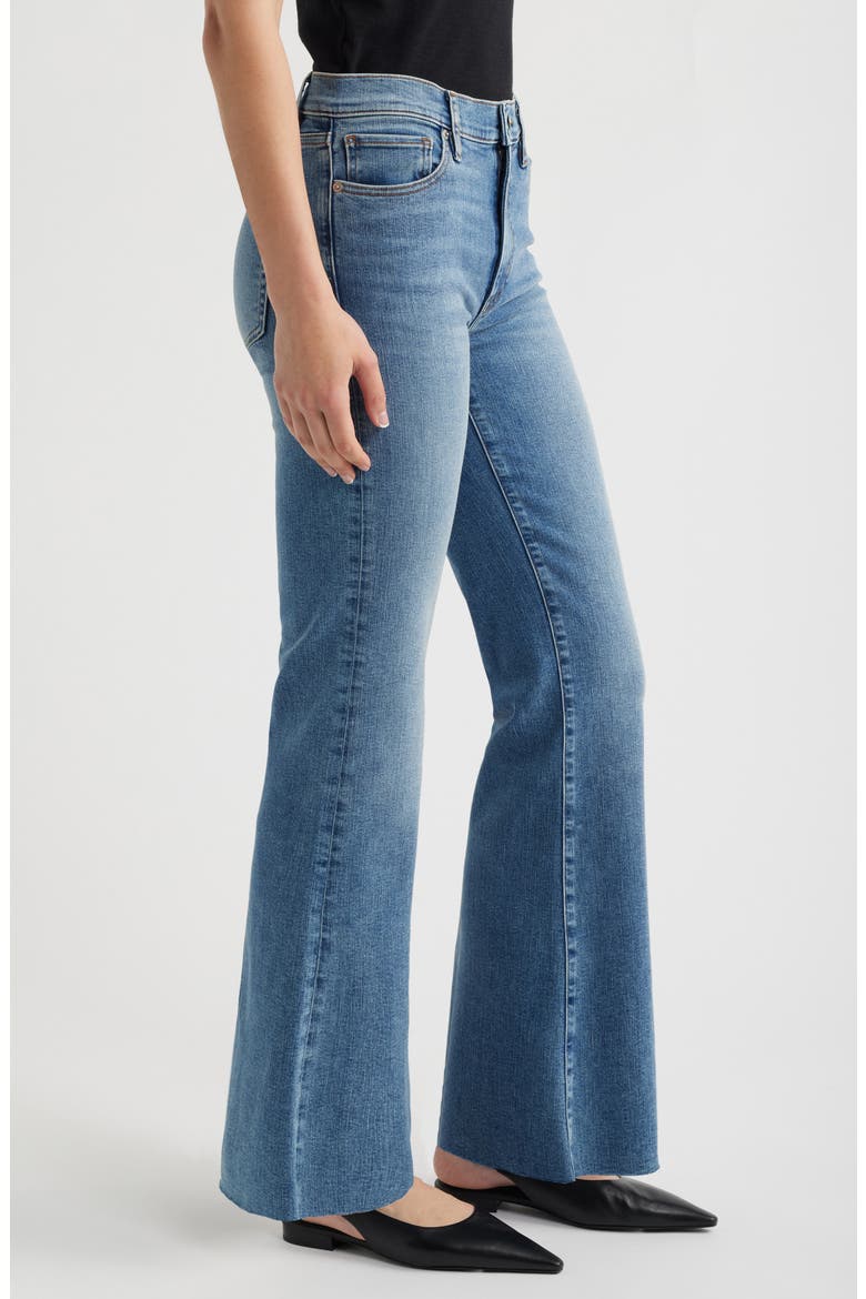 The Icon Raw Hem Flare Jeans, Alternate, color, GOSSAMER RAW AFTER