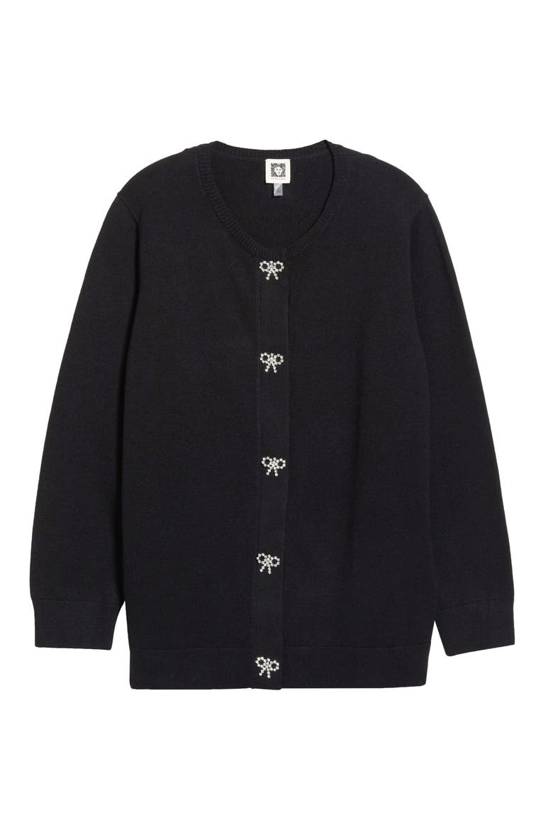 Embellished Bow Cardigan, Alternate, color, ANNE BLACK