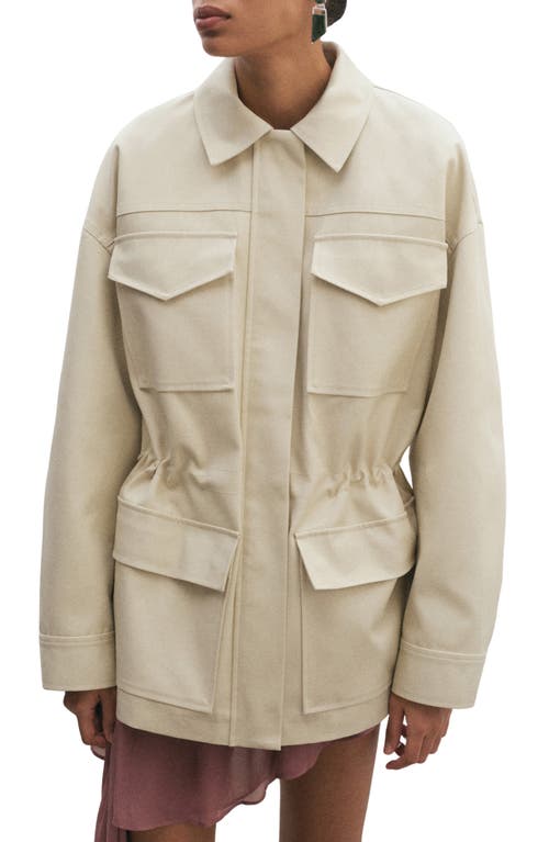 MANGO Oversize Cotton Jacket in Ecru at Nordstrom, Size Small