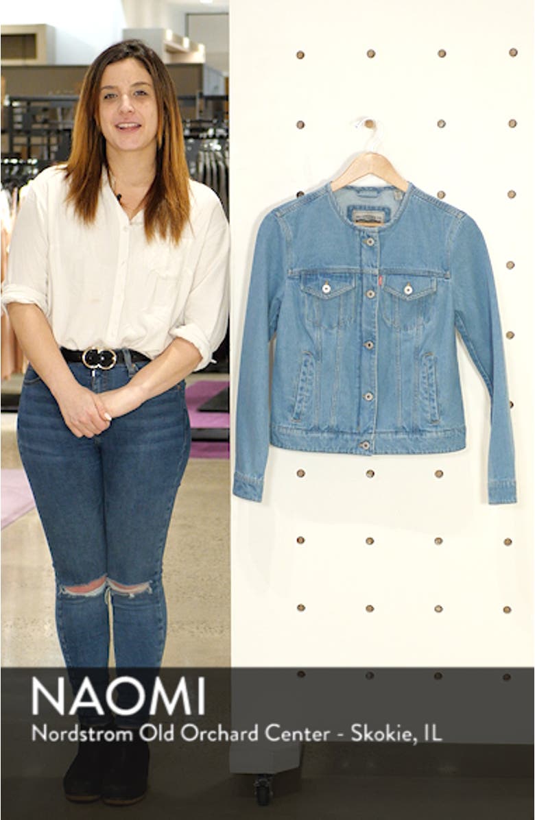 Collarless Denim Trucker Jacket, sales video thumbnail