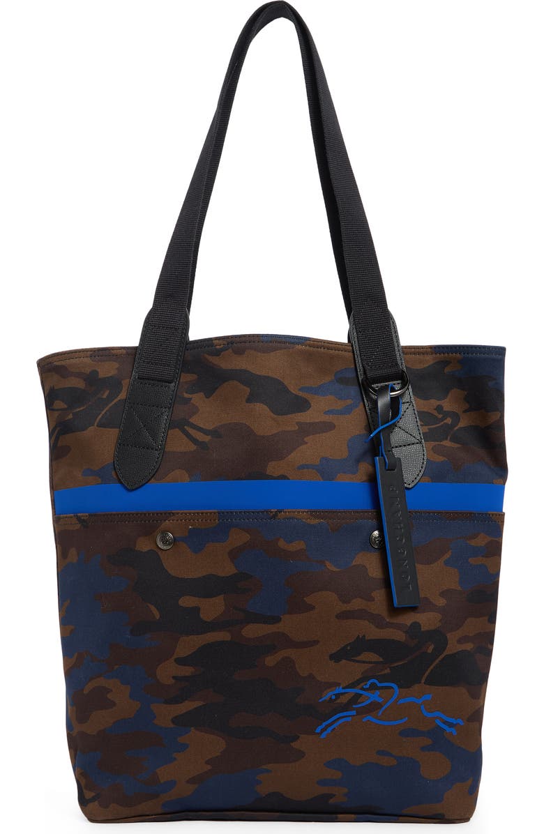 Longchamp Camo Twill Tote, Main, color, Navy