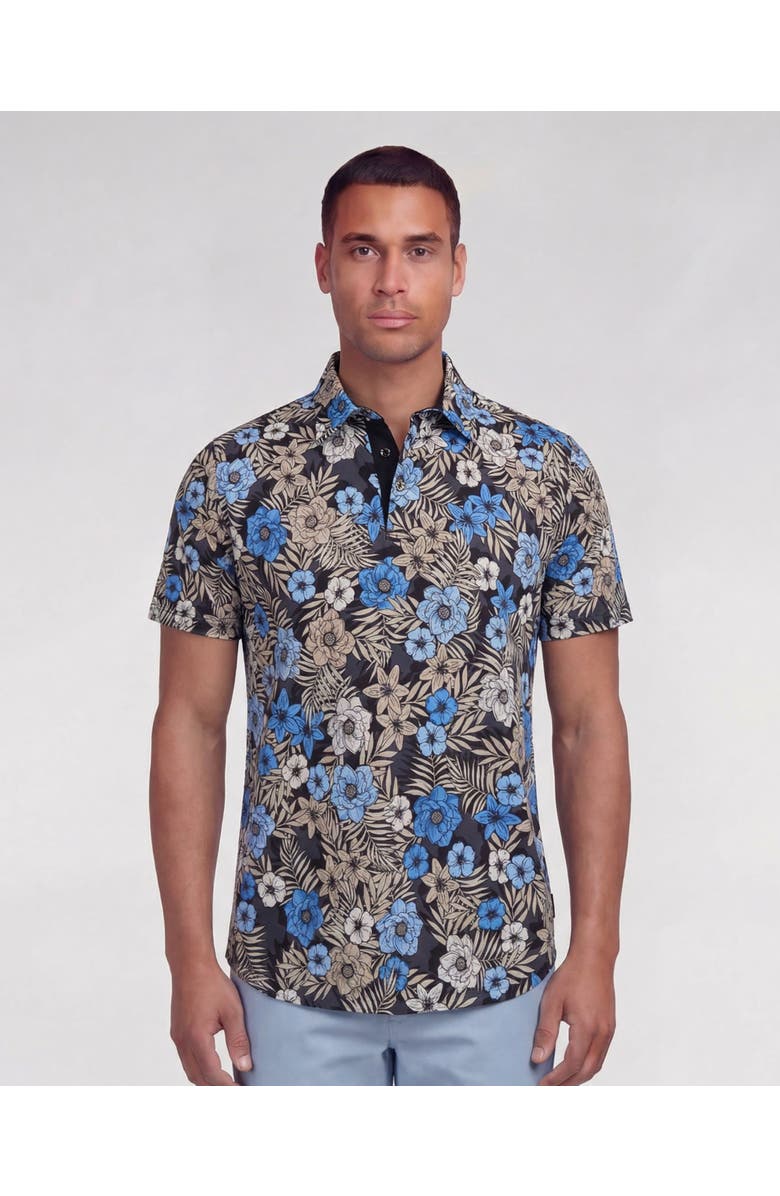 Lords of Harlech Tropical Mix Mens Knit Polo, Main, color, Tropical Mix Black