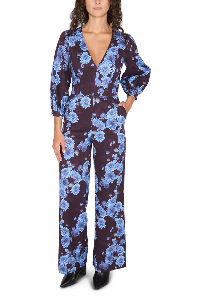 Jill Stretch Tencel Jumpsuit, Alternate, color, Serious Floral Plum