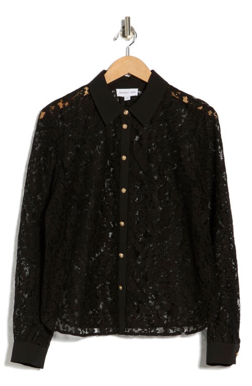 Gemma + Jane Lace Button-up Shirt In Black