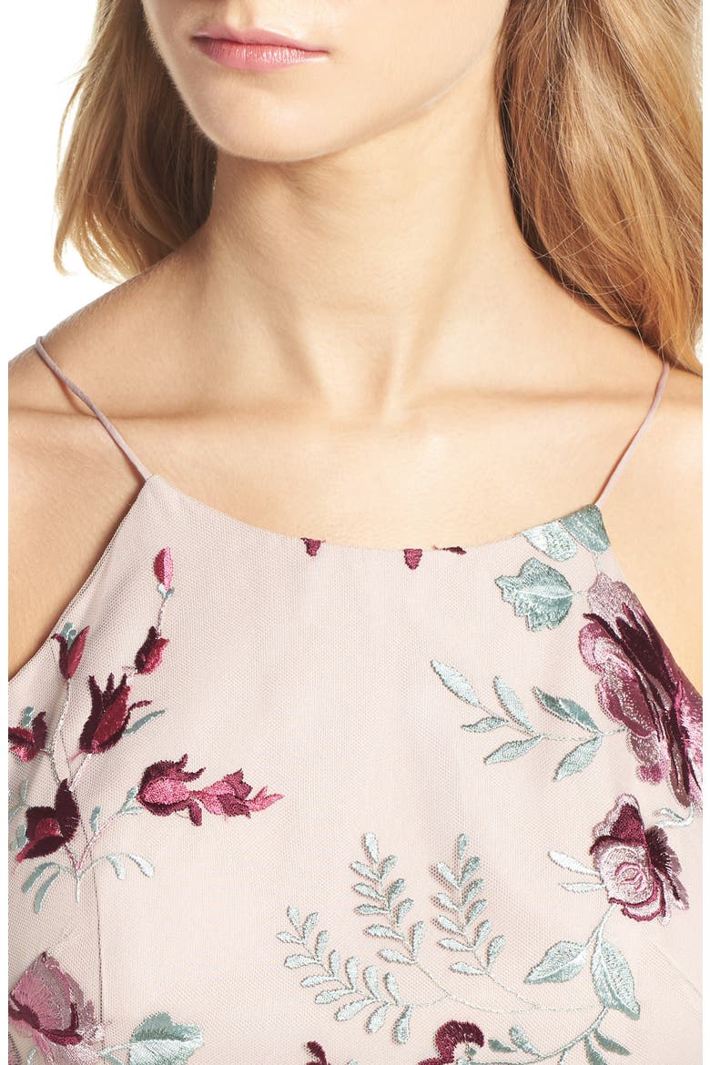 Claire Floral Embroidered Gown, Alternate, color, BERRY VINTAGE IRIS