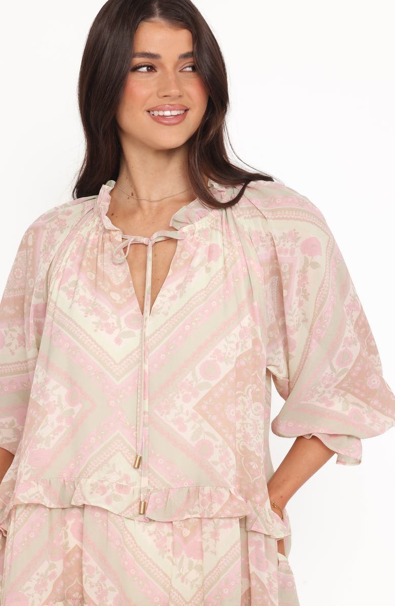 Petal & Pup Hawken Floral Tiered Minidress, Alternate, color, Sage Paisley