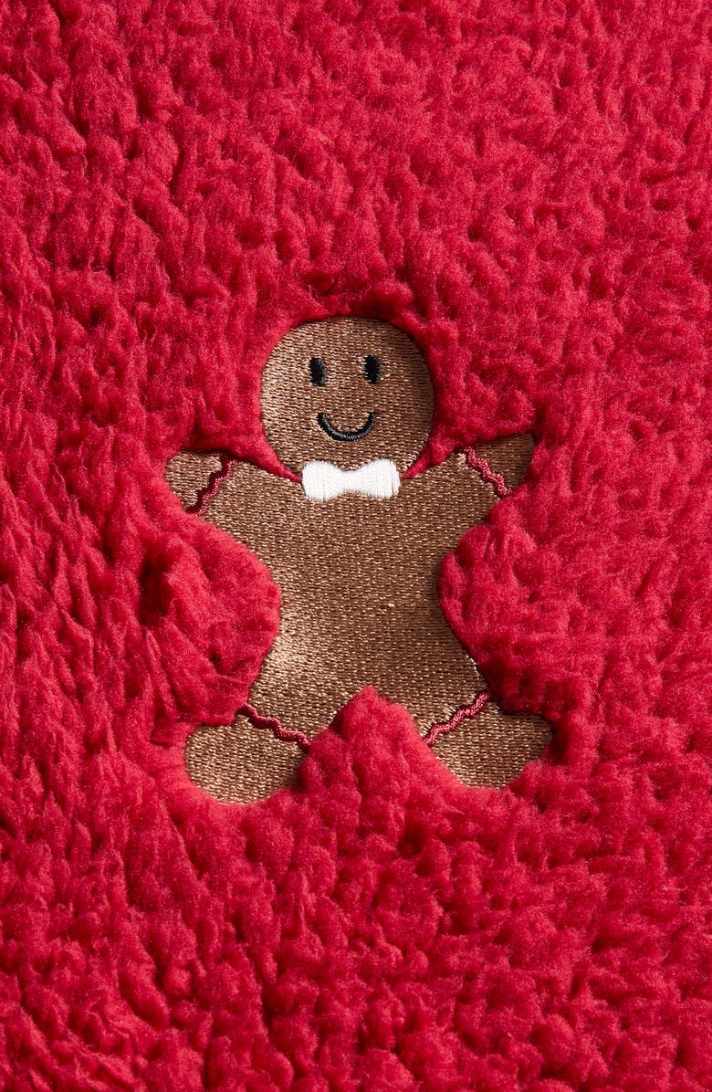 VCNY HOME Embroidered Gingerbread Man Faux Shearling Throw Blanket, Alternate, color, 