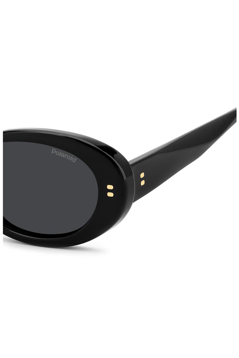 52mm Polarized Oval Sunglasses, Alternate, color, BLACK/ GREY PZ
