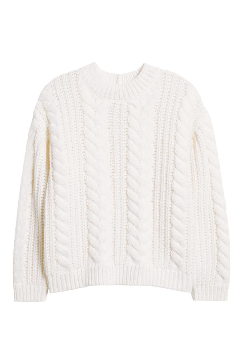 Cable Knit Sweater, Alternate, color, CLOUD